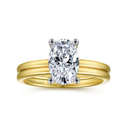 Evelina - 14K White-Yellow Gold Solitaire Diamond Engagement Ring