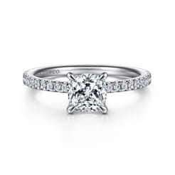 Evelyn - 14K White Gold Cushion Cut Diamond Engagement Ring