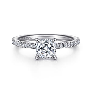 Evelyn - 14K White Gold Cushion Cut Diamond Engagement Ring