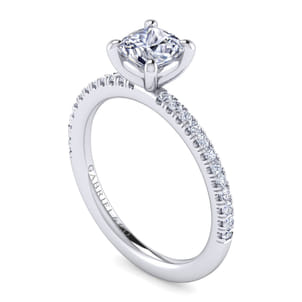Evelyn - 14K White Gold Cushion Cut Diamond Engagement Ring