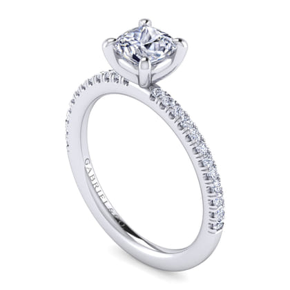 Evelyn - 14K White Gold Cushion Cut Diamond Engagement Ring