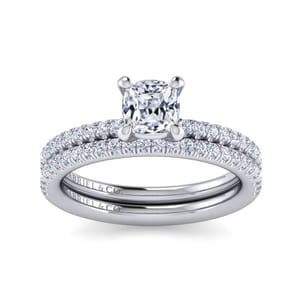 Evelyn - 14K White Gold Cushion Cut Diamond Engagement Ring