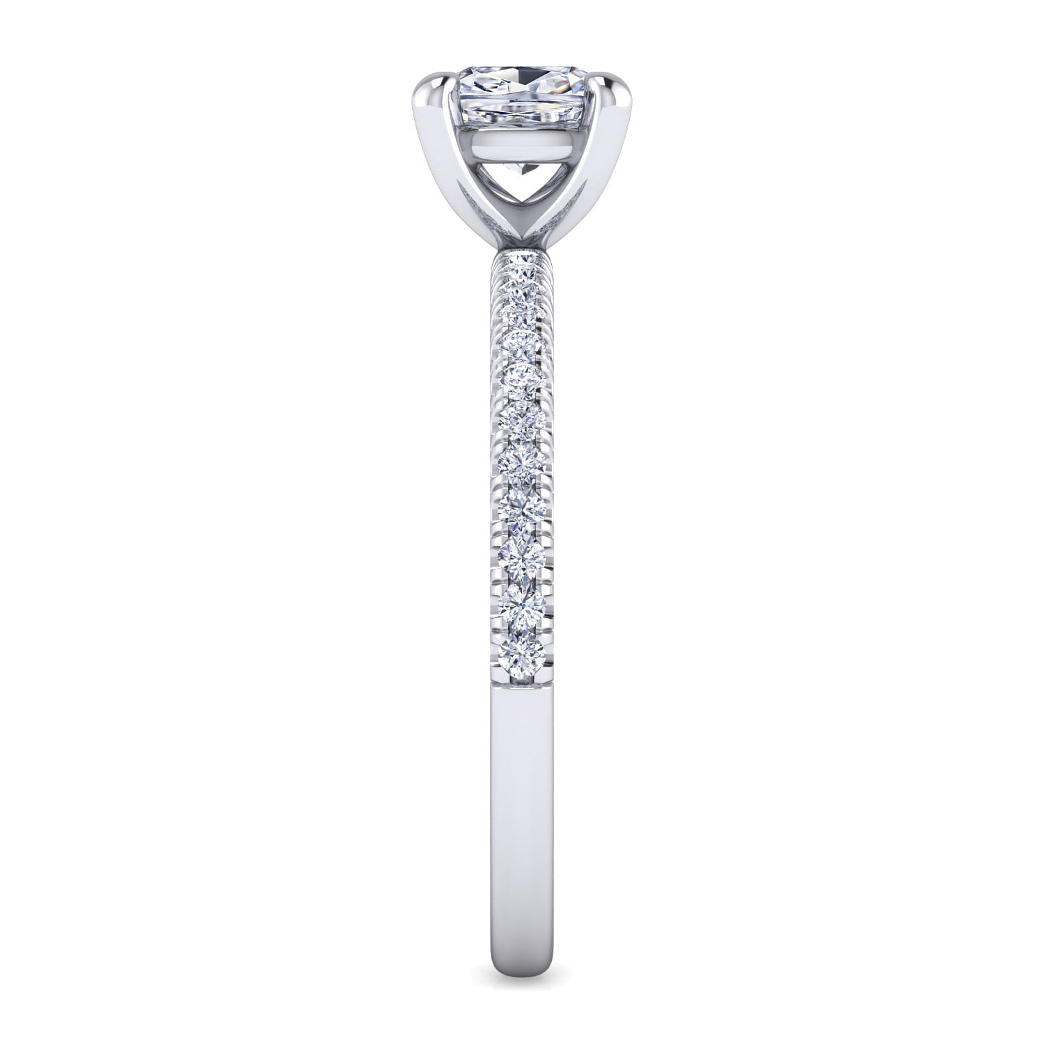 Evelyn - 14K White Gold Cushion Cut Diamond Engagement Ring