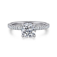Evelyn - 14K White Gold Cushion Cut Diamond Engagement Ring