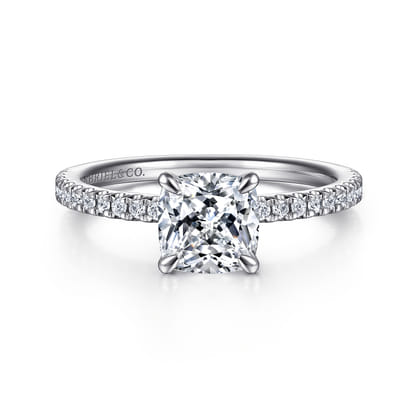 Evelyn - 14K White Gold Cushion Cut Diamond Engagement Ring