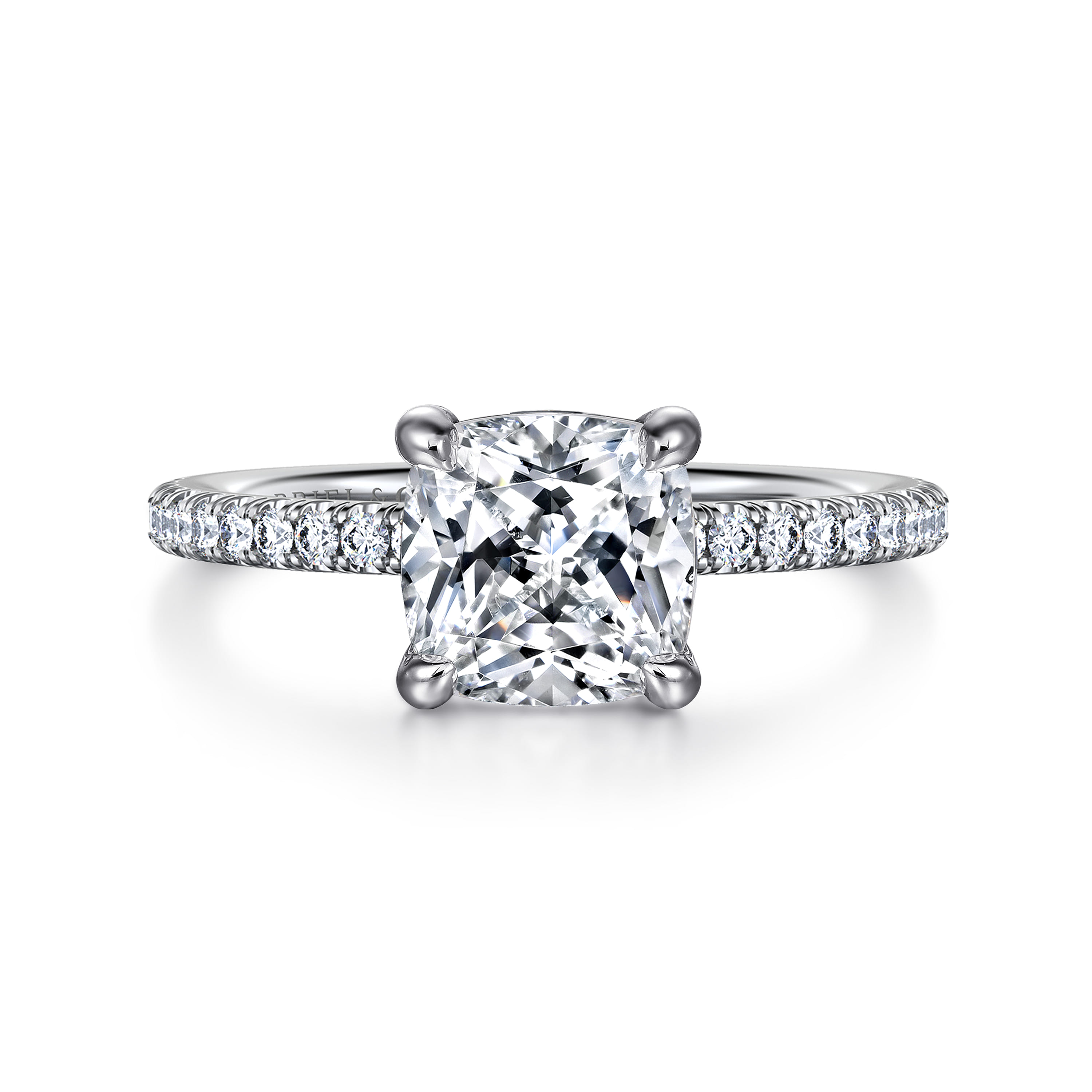 Evelyn - 14K White Gold Cushion Cut Diamond Engagement Ring