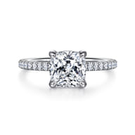 Evelyn - 14K White Gold Cushion Cut Diamond Engagement Ring