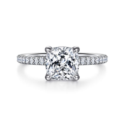 Evelyn - 14K White Gold Cushion Cut Diamond Engagement Ring