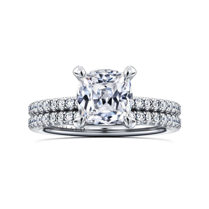 Evelyn - 14K White Gold Cushion Cut Diamond Engagement Ring