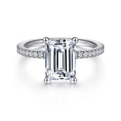 Evelyn - 14K White Gold Emerald Cut Diamond Engagement Ring