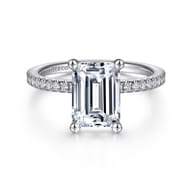 Evelyn - 14K White Gold Emerald Cut Diamond Engagement Ring