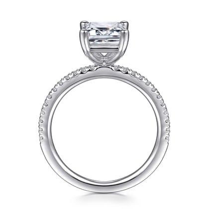 Evelyn - 14K White Gold Emerald Cut Diamond Engagement Ring