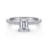 Evelyn - 14K White Gold Emerald Cut Diamond Engagement Ring