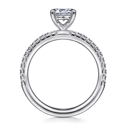 Evelyn - 14K White Gold Emerald Cut Diamond Engagement Ring