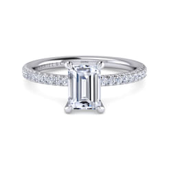 14K White Gold Emerald Cut Diamond Engagement Ring