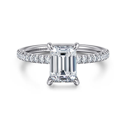Evelyn - 14K White Gold Emerald Cut Diamond Engagement Ring