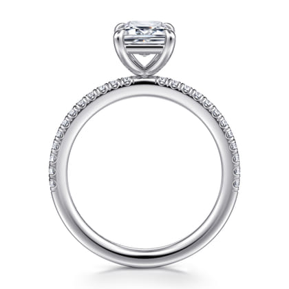 Evelyn - 14K White Gold Emerald Cut Diamond Engagement Ring