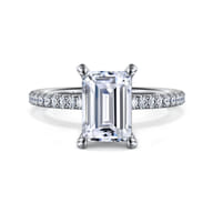 Evelyn - 14K White Gold Emerald Cut Diamond Engagement Ring