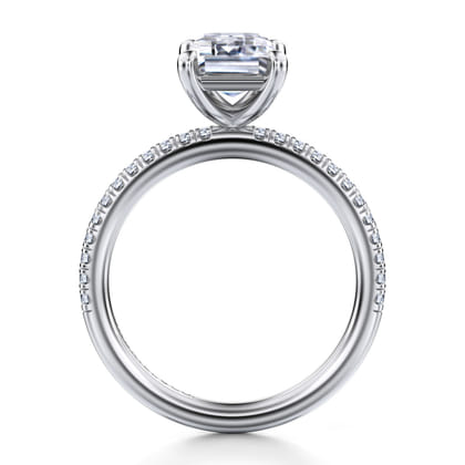 Evelyn - 14K White Gold Emerald Cut Diamond Engagement Ring
