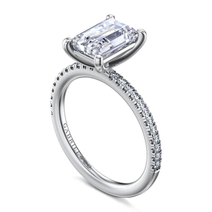 Evelyn - 14K White Gold Emerald Cut Diamond Engagement Ring