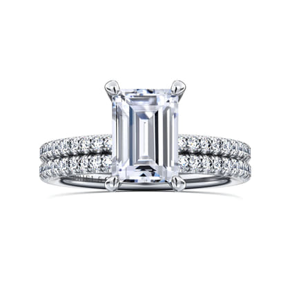 Evelyn - 14K White Gold Emerald Cut Diamond Engagement Ring