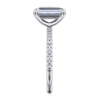 Evelyn - 14K White Gold Emerald Cut Diamond Engagement Ring