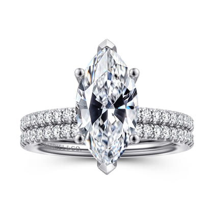 Evelyn - 14K White Gold Marquise Shape Diamond Engagement Ring