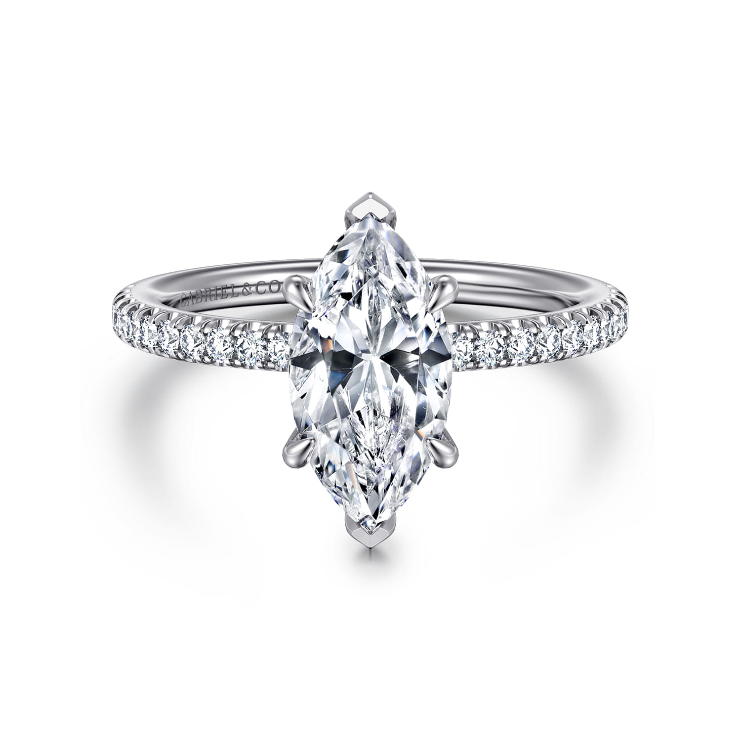 Evelyn - 14K White Gold Marquise Shape Diamond Engagement Ring