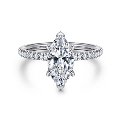 Evelyn - 14K White Gold Marquise Shape Diamond Engagement Ring
