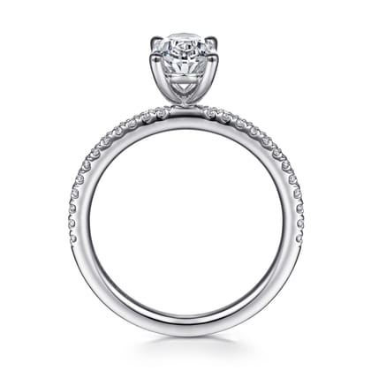 Evelyn - 14K White Gold Oval Diamond Engagement Ring