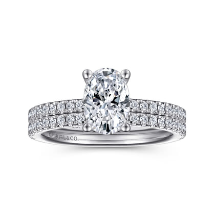 Evelyn - 14K White Gold Oval Diamond Engagement Ring