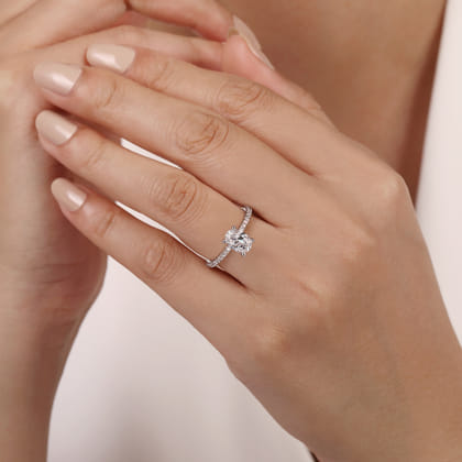 Evelyn - 14K White Gold Oval Diamond Engagement Ring