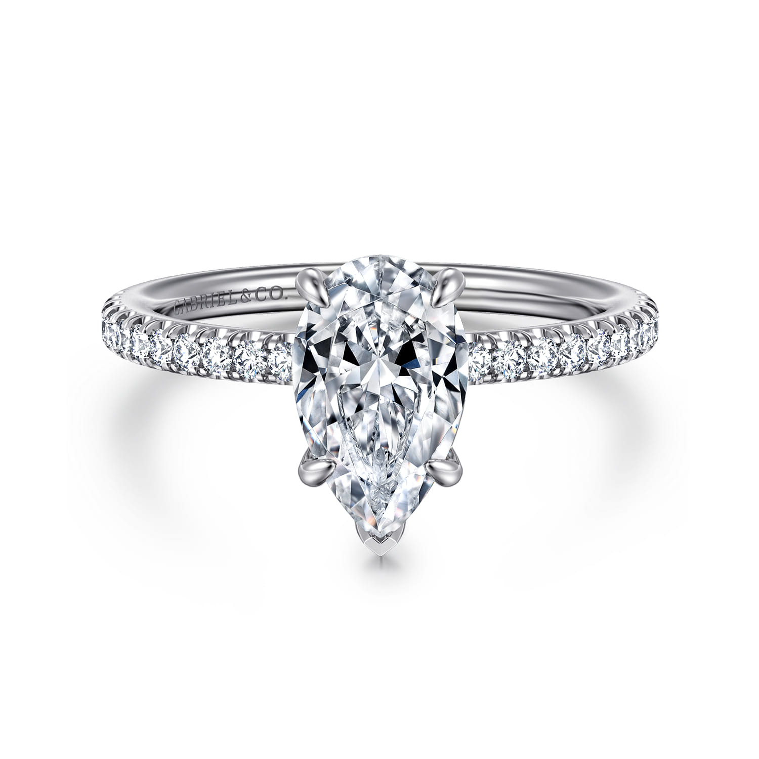 Evelyn - 14K White Gold Pear Shape Diamond Engagement Ring