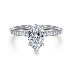 Evelyn - 14K White Gold Pear Shape Diamond Engagement Ring