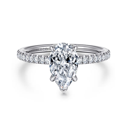 Evelyn - 14K White Gold Pear Shape Diamond Engagement Ring