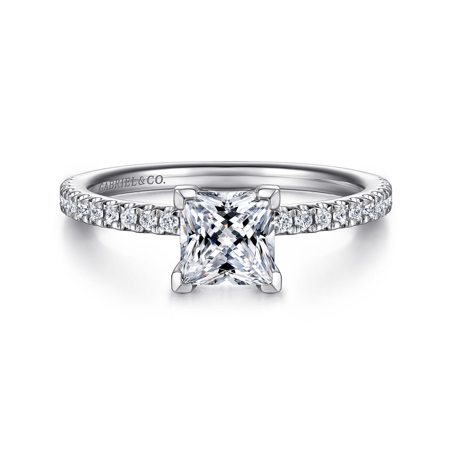 Evelyn - 14K White Gold Princess Cut Diamond Engagement Ring