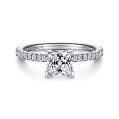 Evelyn - 14K White Gold Princess Cut Diamond Engagement Ring