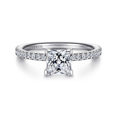 Evelyn - 14K White Gold Princess Cut Diamond Engagement Ring