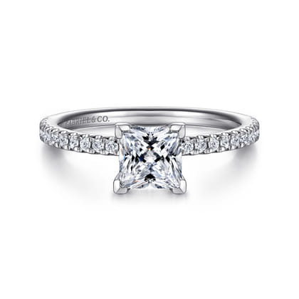Evelyn - 14K White Gold Princess Cut Diamond Engagement Ring