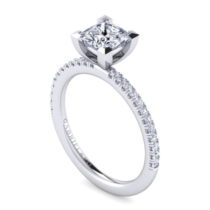 Evelyn - 14K White Gold Princess Cut Diamond Engagement Ring