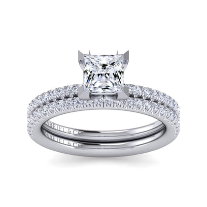 Evelyn - 14K White Gold Princess Cut Diamond Engagement Ring