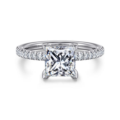 Evelyn - 14K White Gold Princess Cut Diamond Engagement Ring