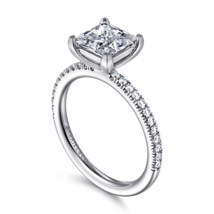 Evelyn - 14K White Gold Princess Cut Diamond Engagement Ring