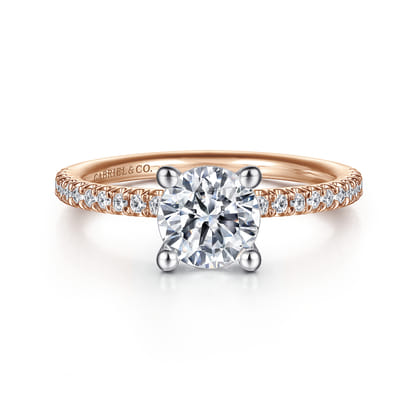 Evelyn - 14K White-Rose Gold Round Diamond Engagement Ring