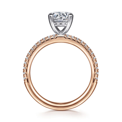 Evelyn - 14K White-Rose Gold Round Diamond Engagement Ring
