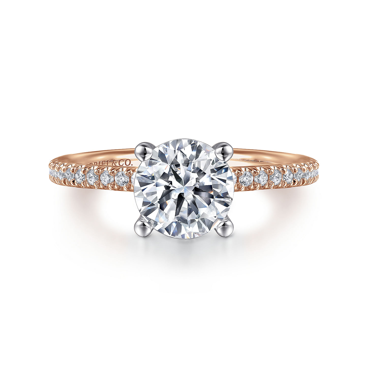 Evelyn - 14K White-Rose Gold Round Diamond Engagement Ring