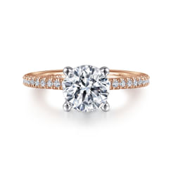 14K White-Rose Gold Round Diamond Engagement Ring