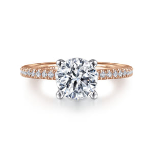 Evelyn - 14K White-Rose Gold Round Diamond Engagement Ring