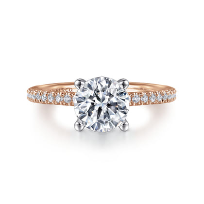 Evelyn - 14K White-Rose Gold Round Diamond Engagement Ring