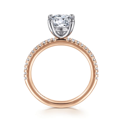 Evelyn - 14K White-Rose Gold Round Diamond Engagement Ring